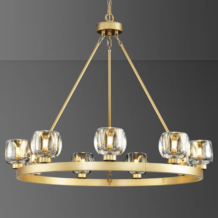 Wagon Wheel Glass Round Chandelier