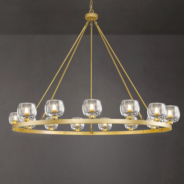Wagon Wheel Glass Round Chandelier