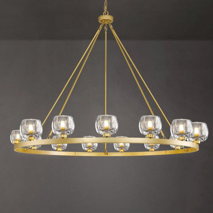 Wagon Wheel Glass Round Chandelier
