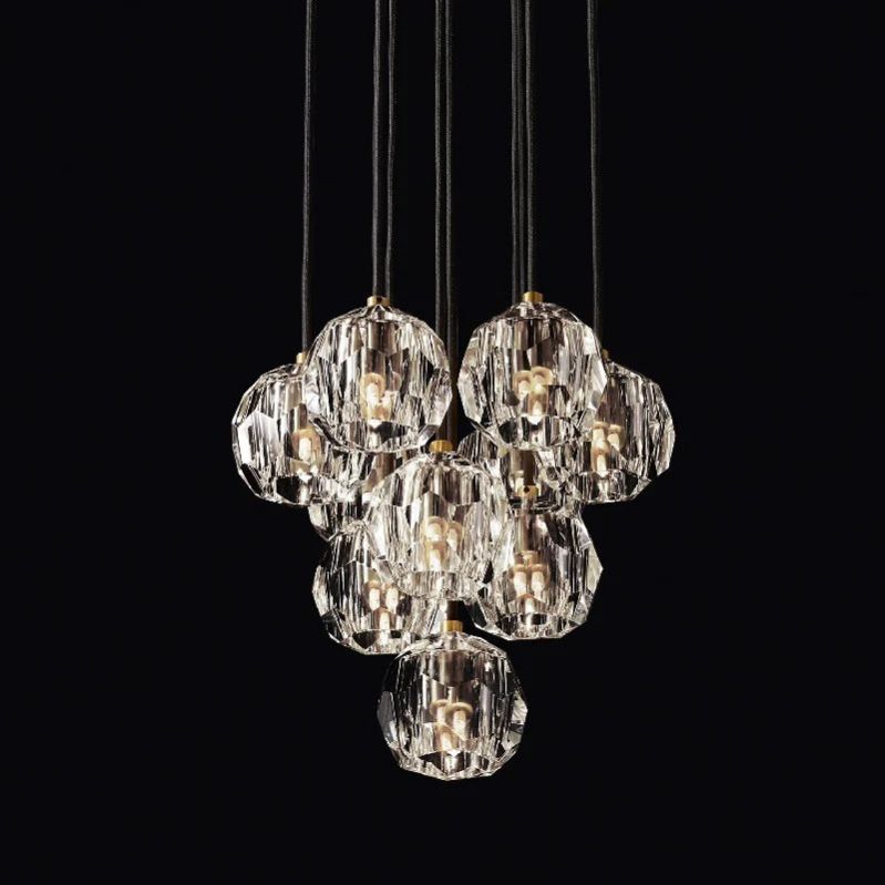 Crepus Glass Round Cluster Chandelier 14"