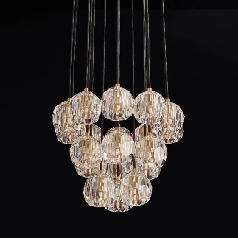 Crepus Glass Round Cluster Chandelier 19"