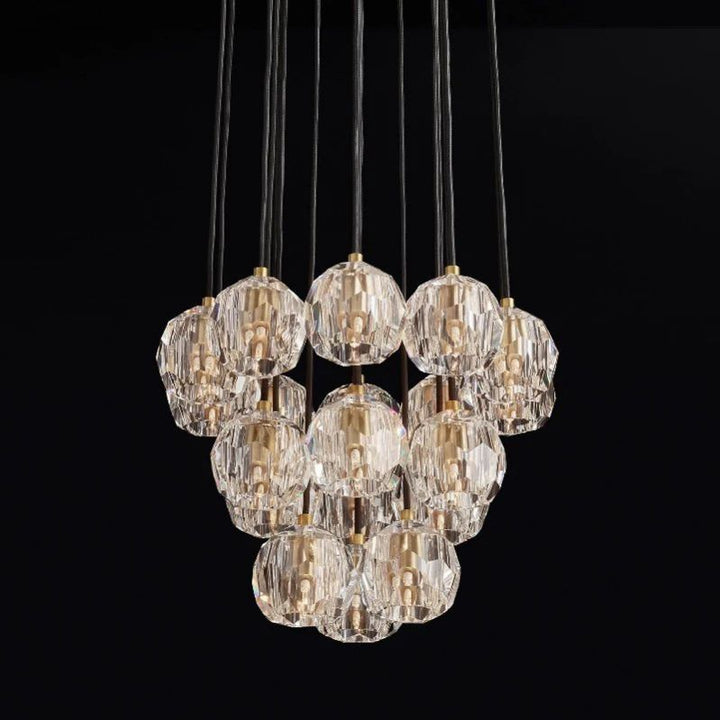 Crepus Glass Round Cluster Chandelier 19"