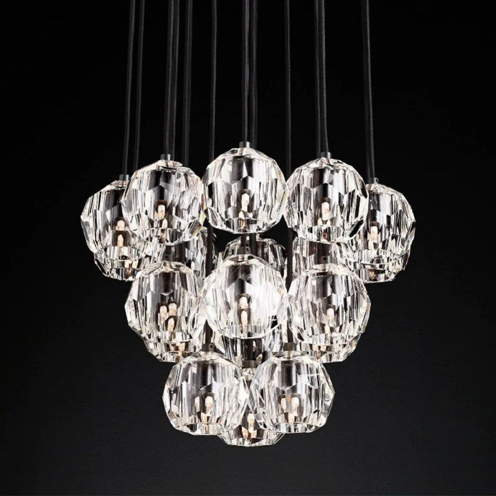 Crepus Glass Round Cluster Chandelier 19"