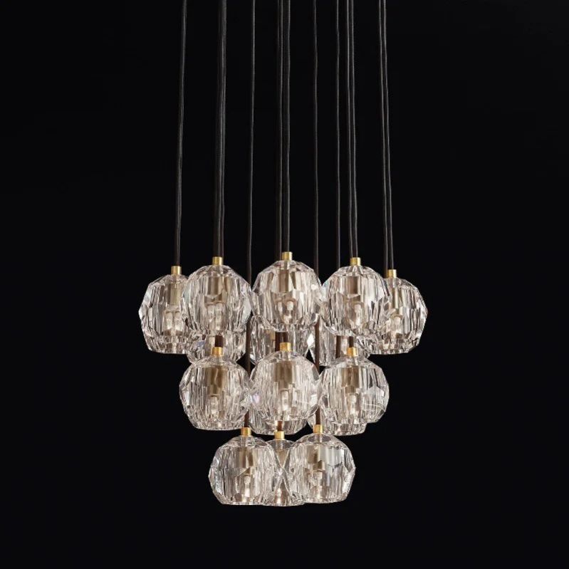 Crepus Glass Round Cluster Chandelier 19"