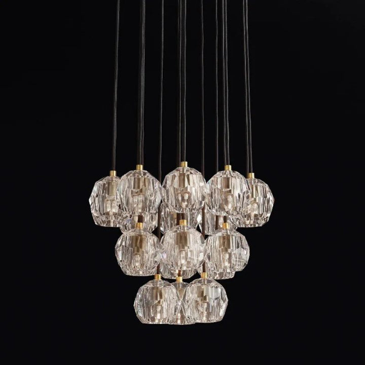 Crepus Glass Round Cluster Chandelier 19"