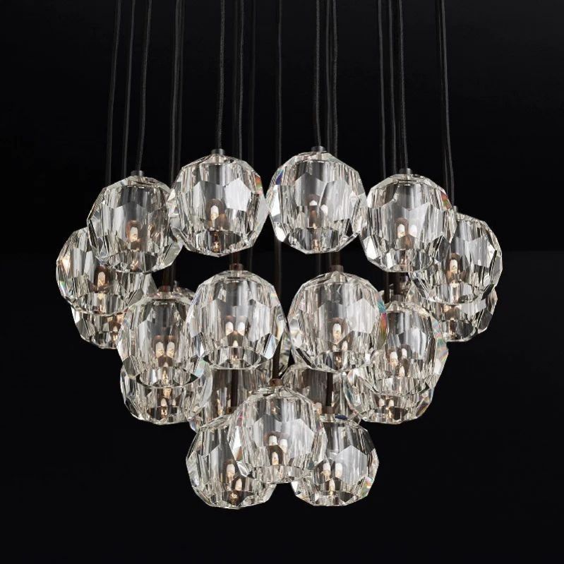 Crepus Glass Round Cluster Chandelier 24"