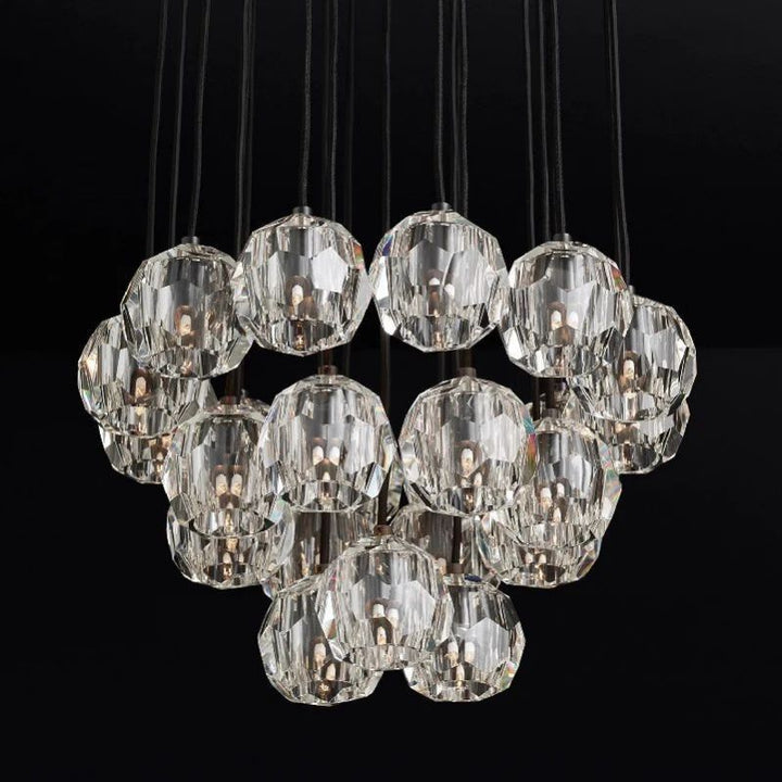 Crepus Glass Round Cluster Chandelier 24"