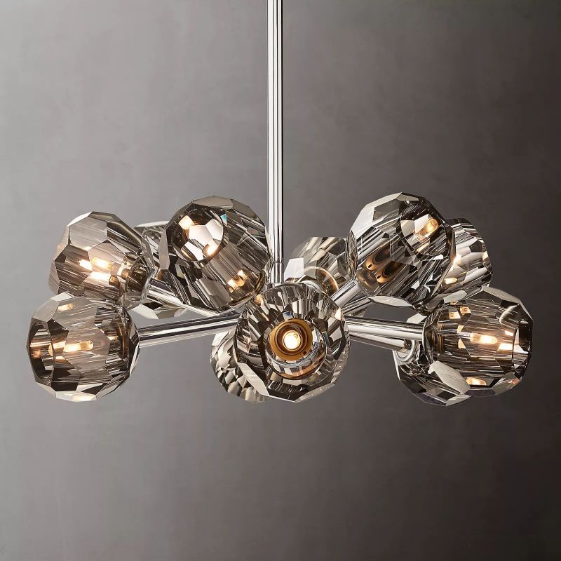 Crepus Smoke Glass Round Chandelier 24"