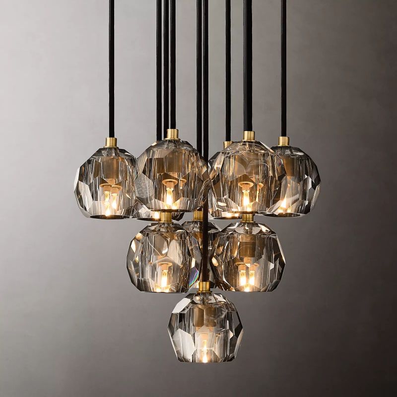 Crepus Glass Round Cluster Chandelier 14"