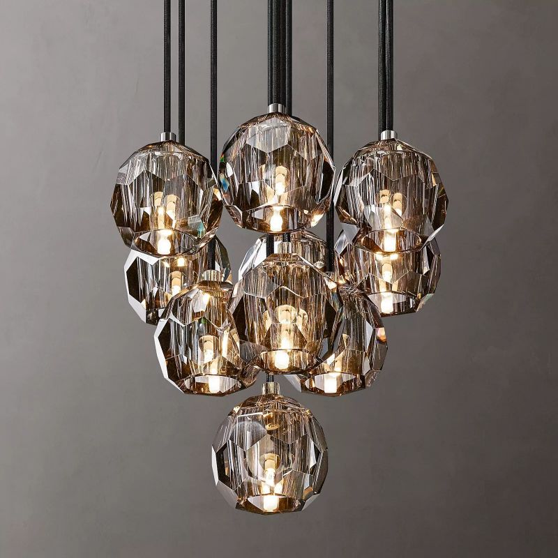 Crepus Glass Round Cluster Chandelier 14"