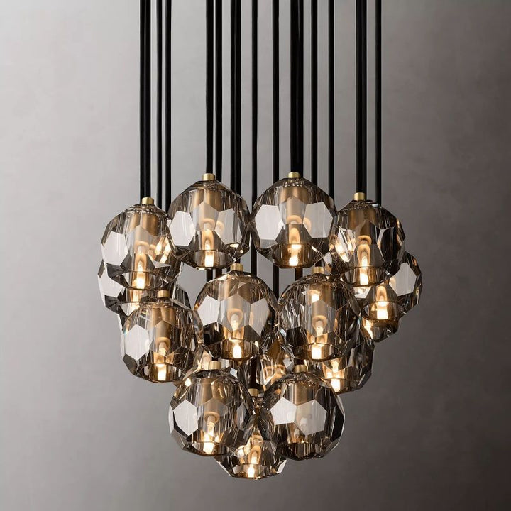 Crepus Glass Round Cluster Chandelier 19"