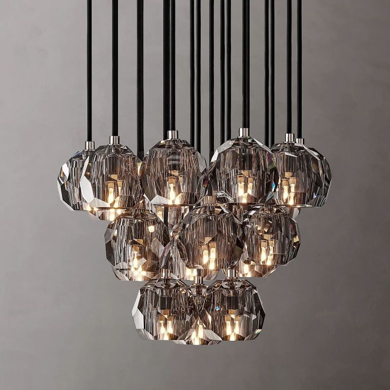 Crepus Glass Round Cluster Chandelier 19"