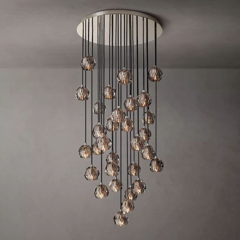 Crepus Smoke Glass Round Cluster Chandelier 30"