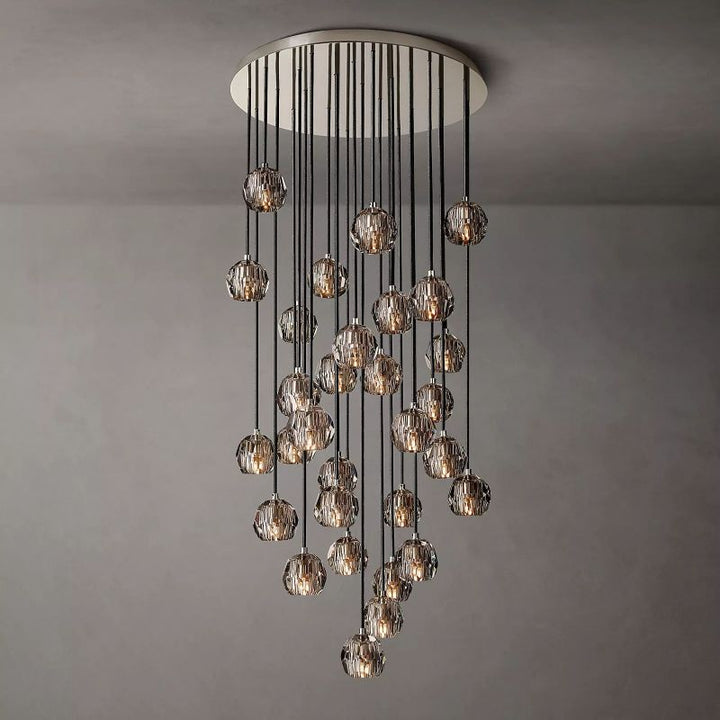 Crepus Smoke Glass Round Cluster Chandelier 30"