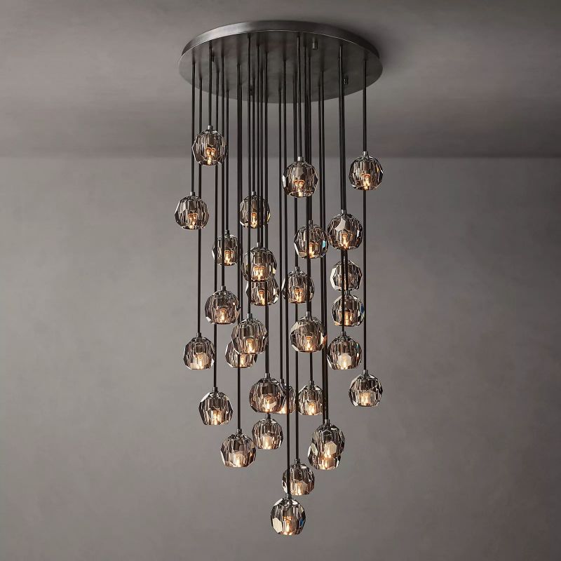 Crepus Smoke Glass Round Cluster Chandelier 30"