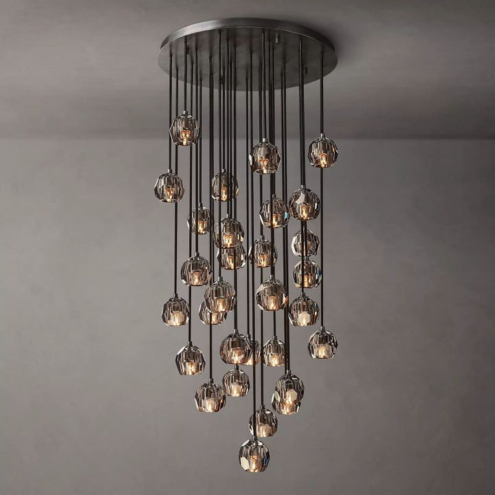 Crepus Smoke Glass Round Cluster Chandelier 30"