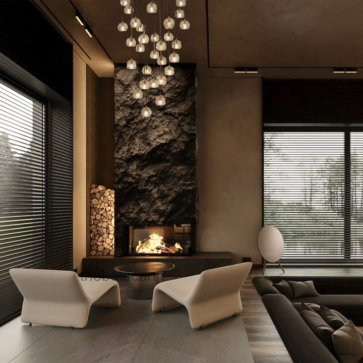 Crepus Smoke Glass Round Cluster Chandelier 30"