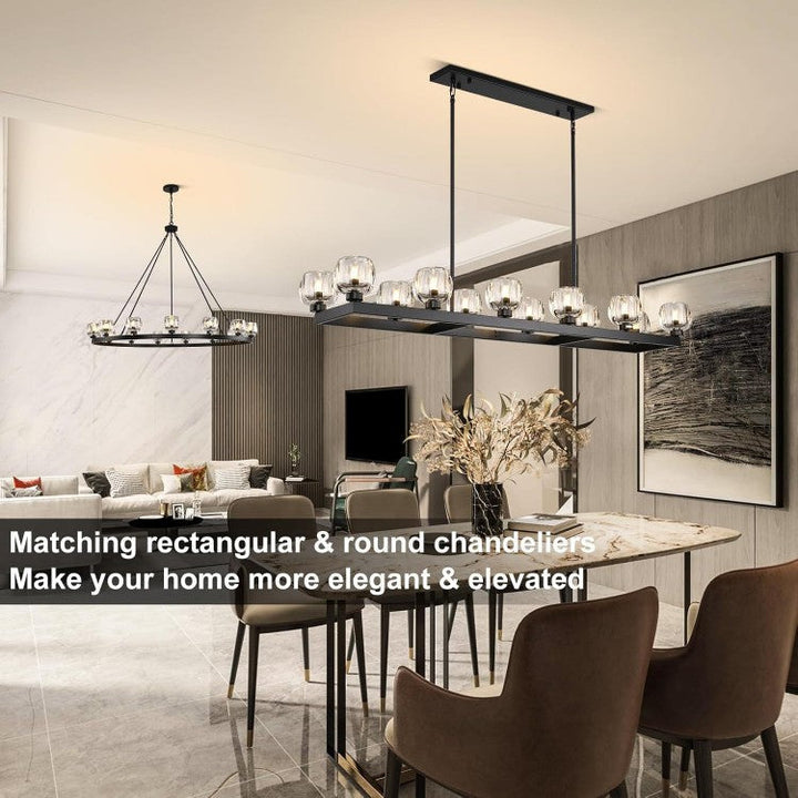 Wagon Wheel Glass Linear Chandelier