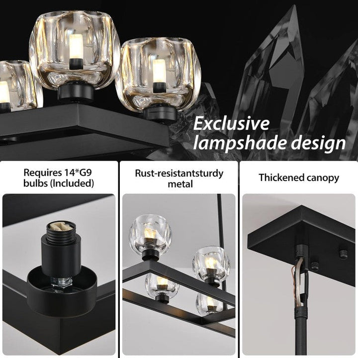 Wagon Wheel Glass Linear Chandelier