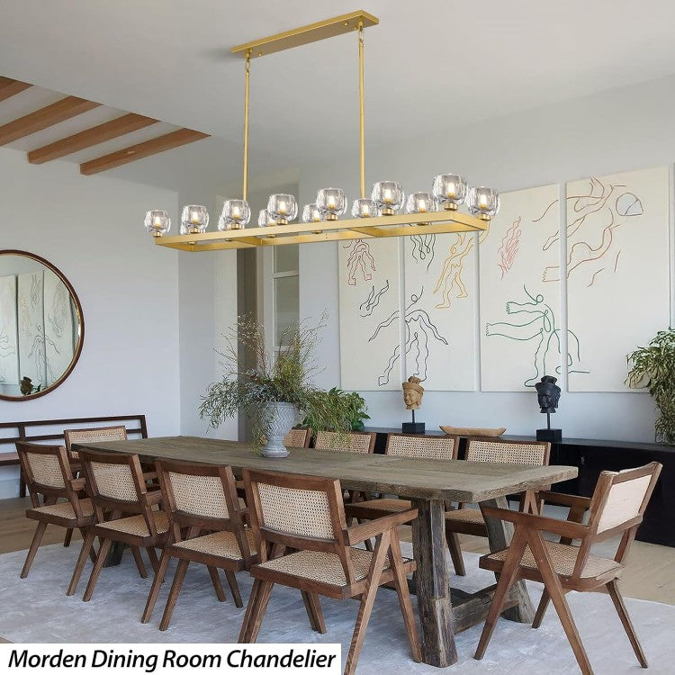 Wagon Wheel Glass Linear Chandelier