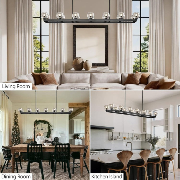 Wagon Wheel Glass Linear Chandelier