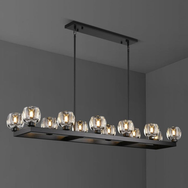 Wagon Wheel Glass Linear Chandelier