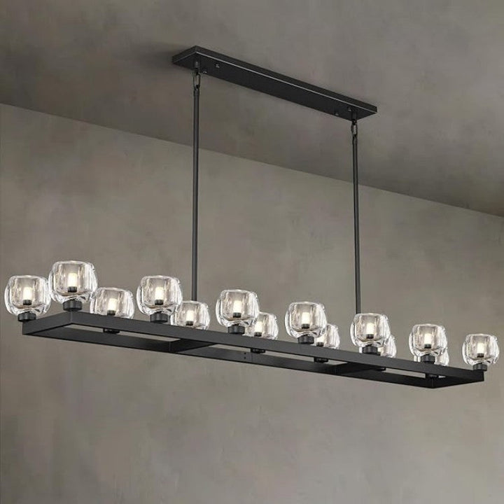Wagon Wheel Glass Linear Chandelier