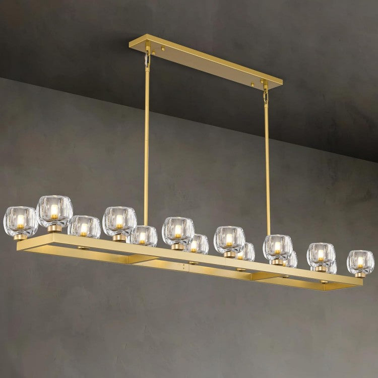 Wagon Wheel Glass Linear Chandelier