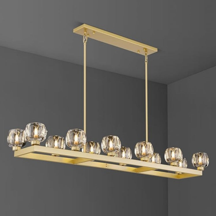 Wagon Wheel Glass Linear Chandelier