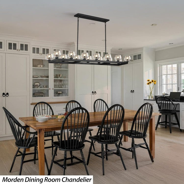 Wagon Wheel Glass Linear Chandelier