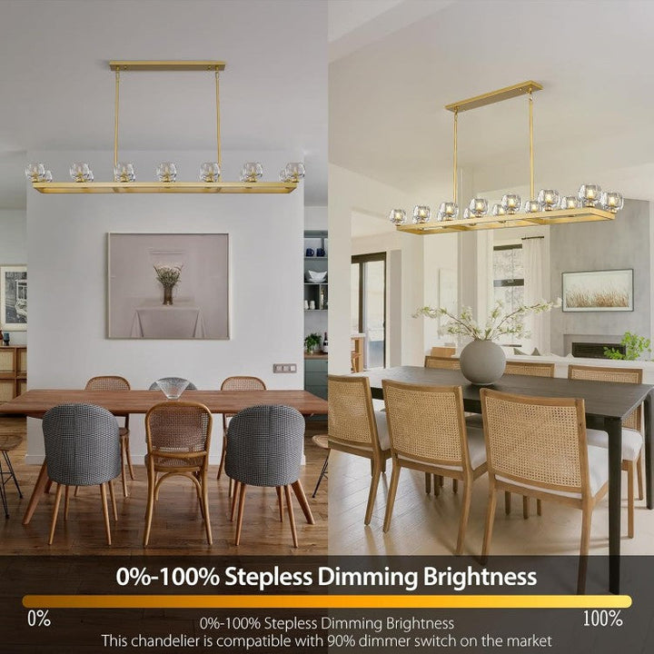 Wagon Wheel Glass Linear Chandelier