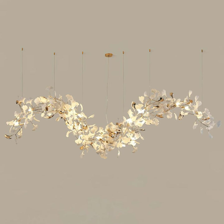 Ceramic Ginkgo Leaf Linear Extended Chandelier