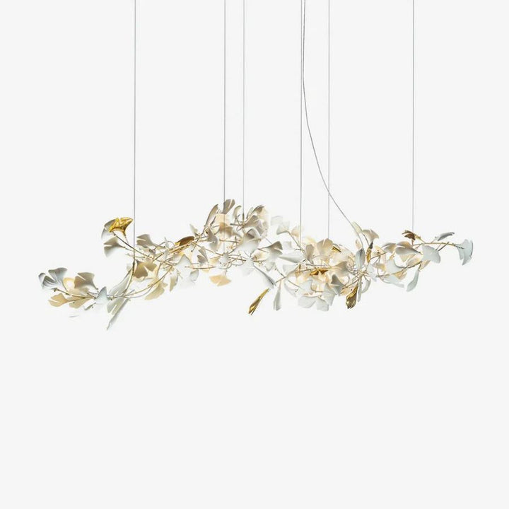 Ceramic Ginkgo Leaf Linear Extended Chandelier