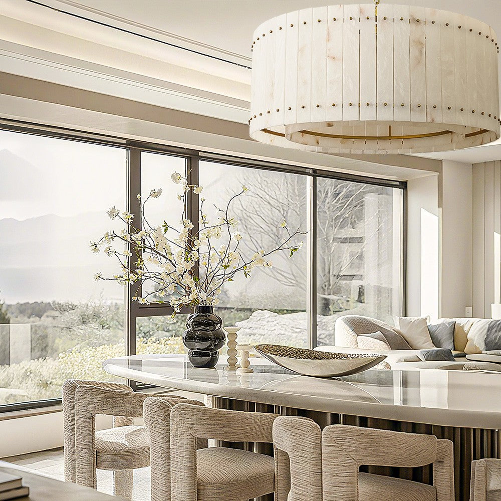 Aurgild Alabaster Round Chandelier 37"