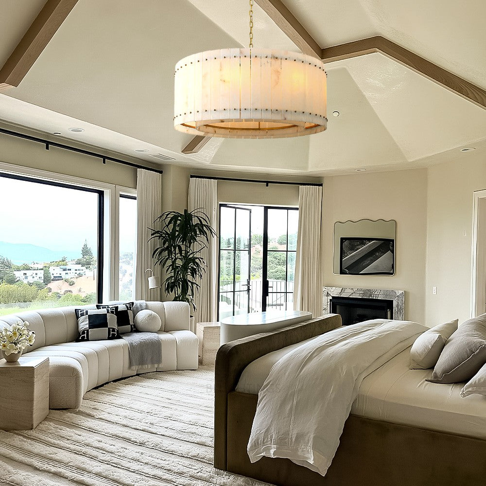 Aurgild Alabaster Round Chandelier 37"