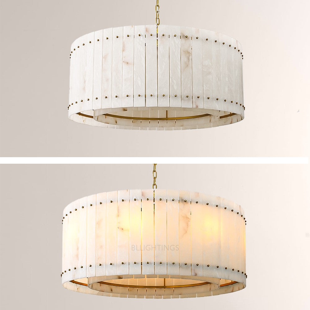 Aurgild Alabaster Round Chandelier 37"