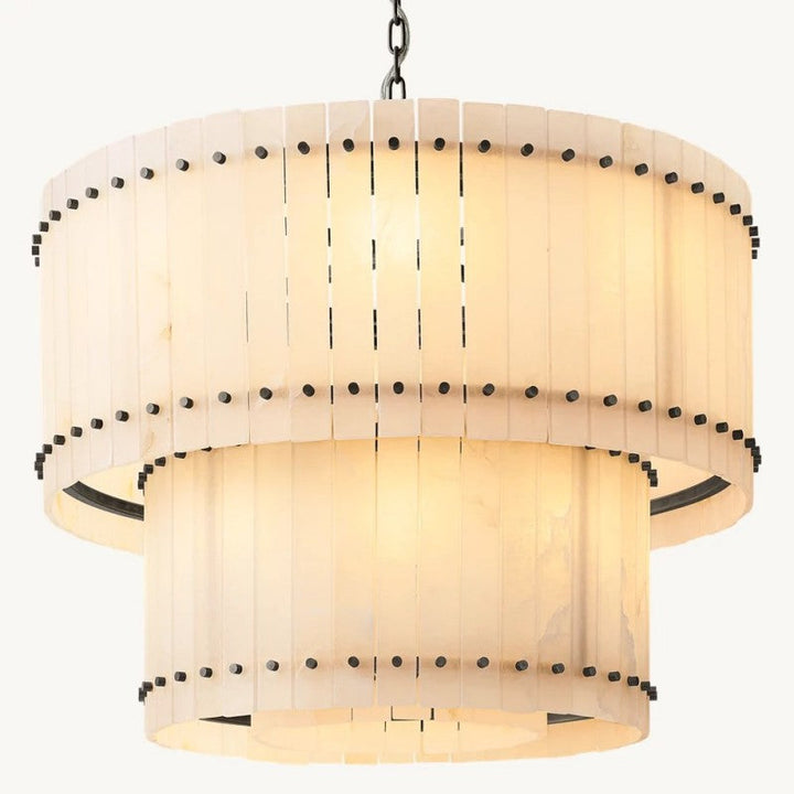 Mervin Alabaster Round Tiered Chandelier 37"