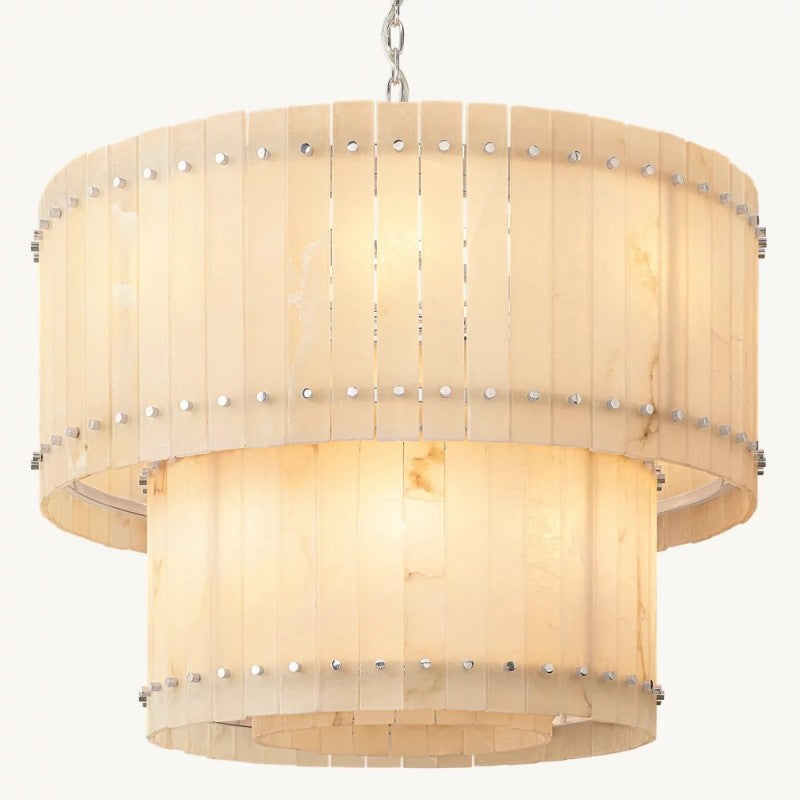 Mervin Alabaster Round Tiered Chandelier 37"