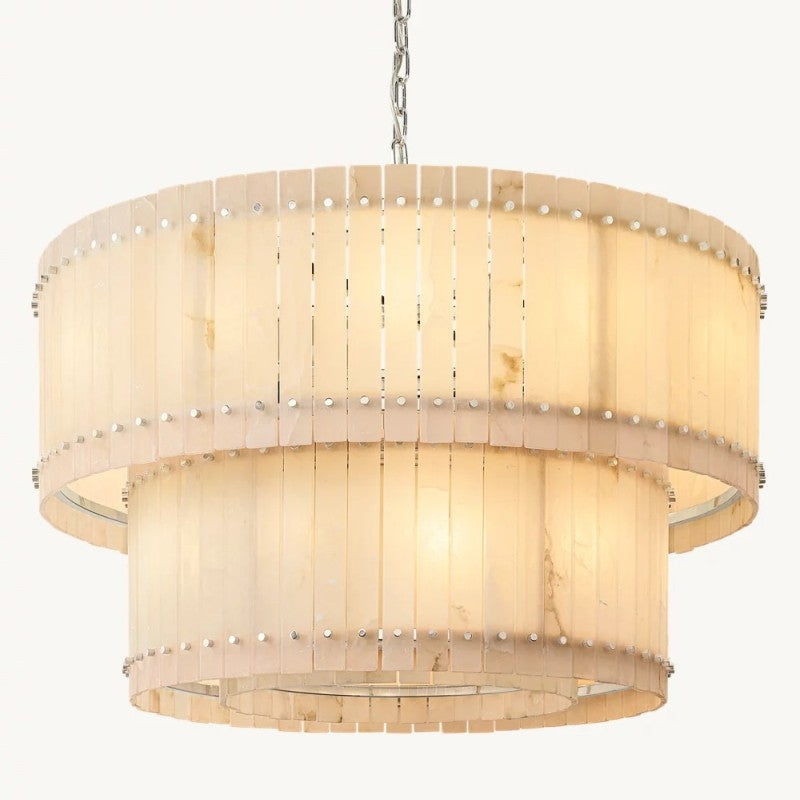 Mervin Alabaster Round Tiered Chandelier 48"