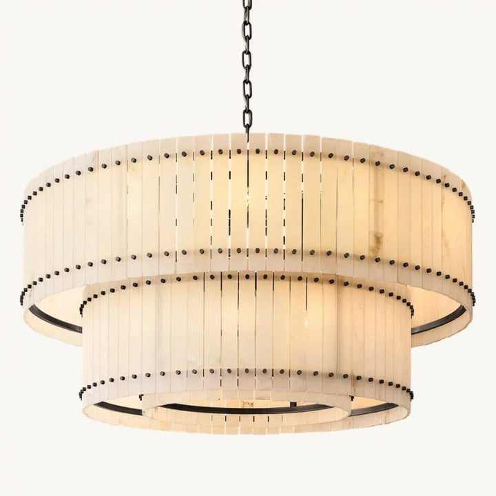 Mervin Alabaster Round Tiered Chandelier 60"