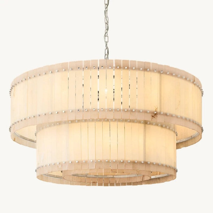 Mervin Alabaster Round Tiered Chandelier 60"