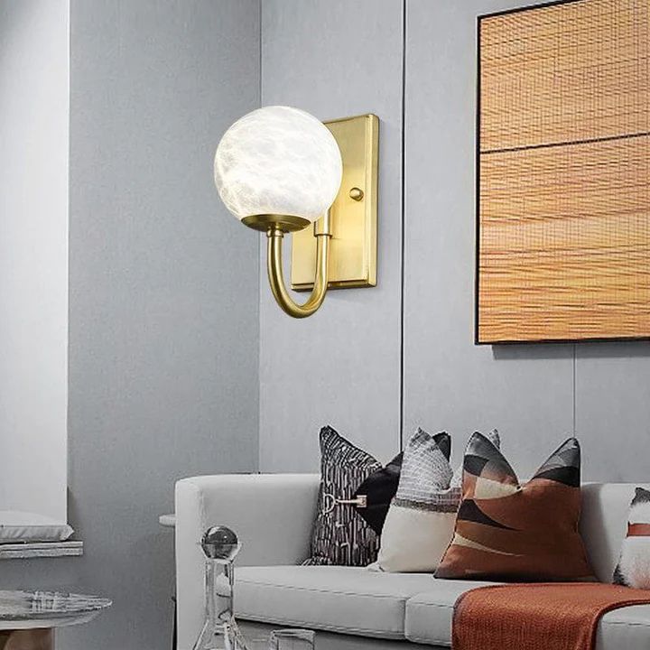 Modern Alabaster Ball Wall Sconce