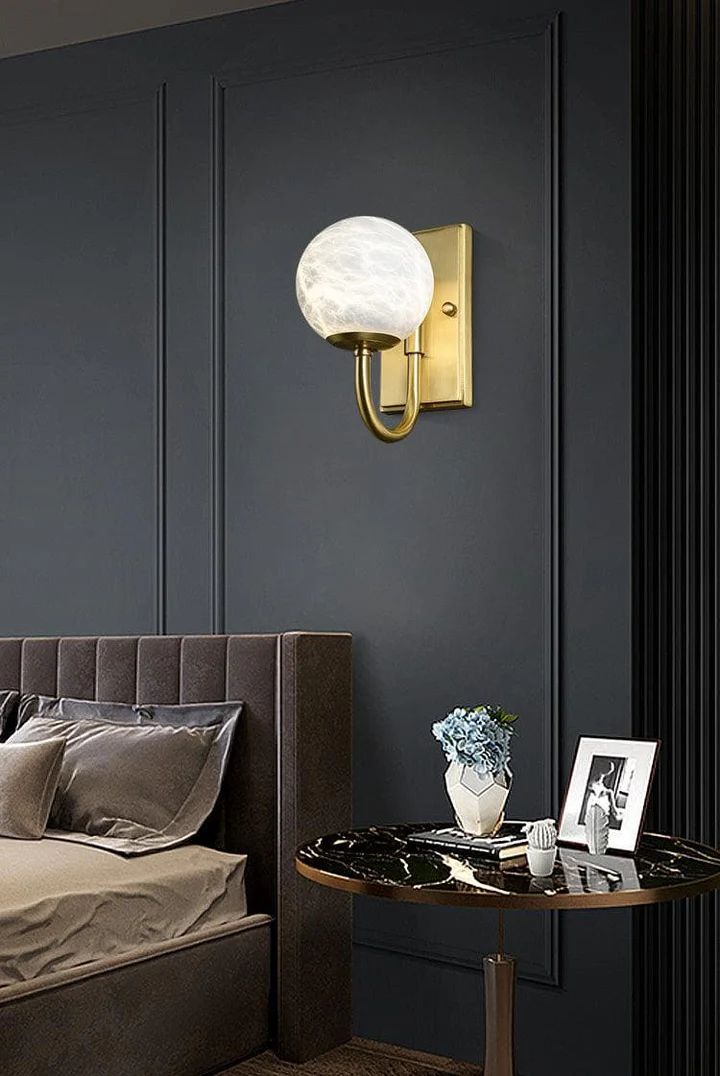 Modern Alabaster Ball Wall Sconce