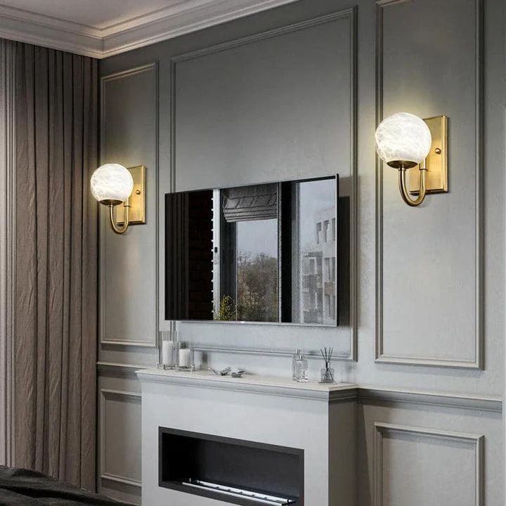 Modern Alabaster Ball Wall Sconce