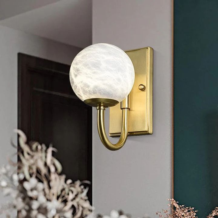 Modern Alabaster Ball Wall Sconce