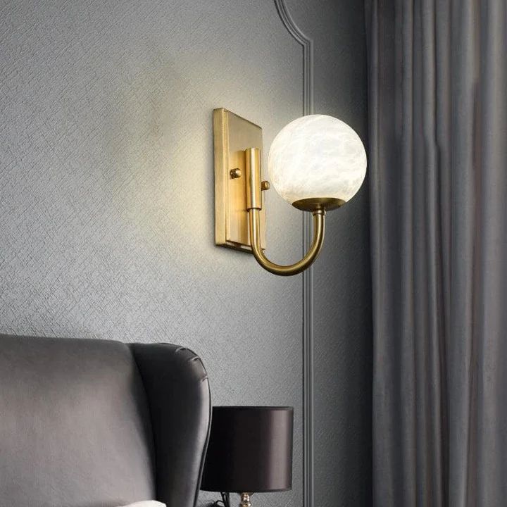 Modern Alabaster Ball Wall Sconce