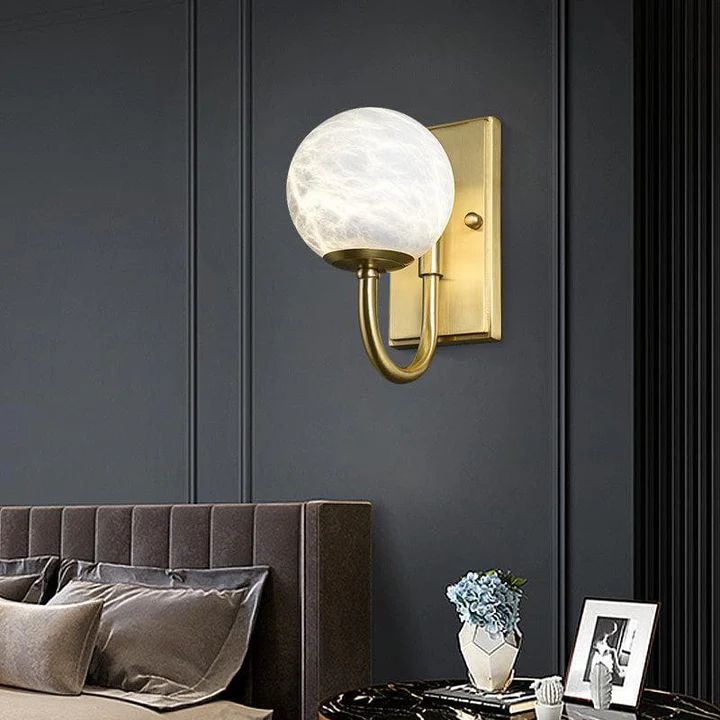 Modern Alabaster Ball Wall Sconce