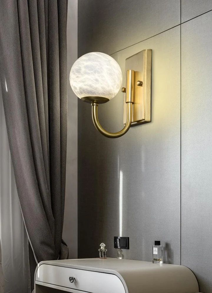 Modern Alabaster Ball Wall Sconce