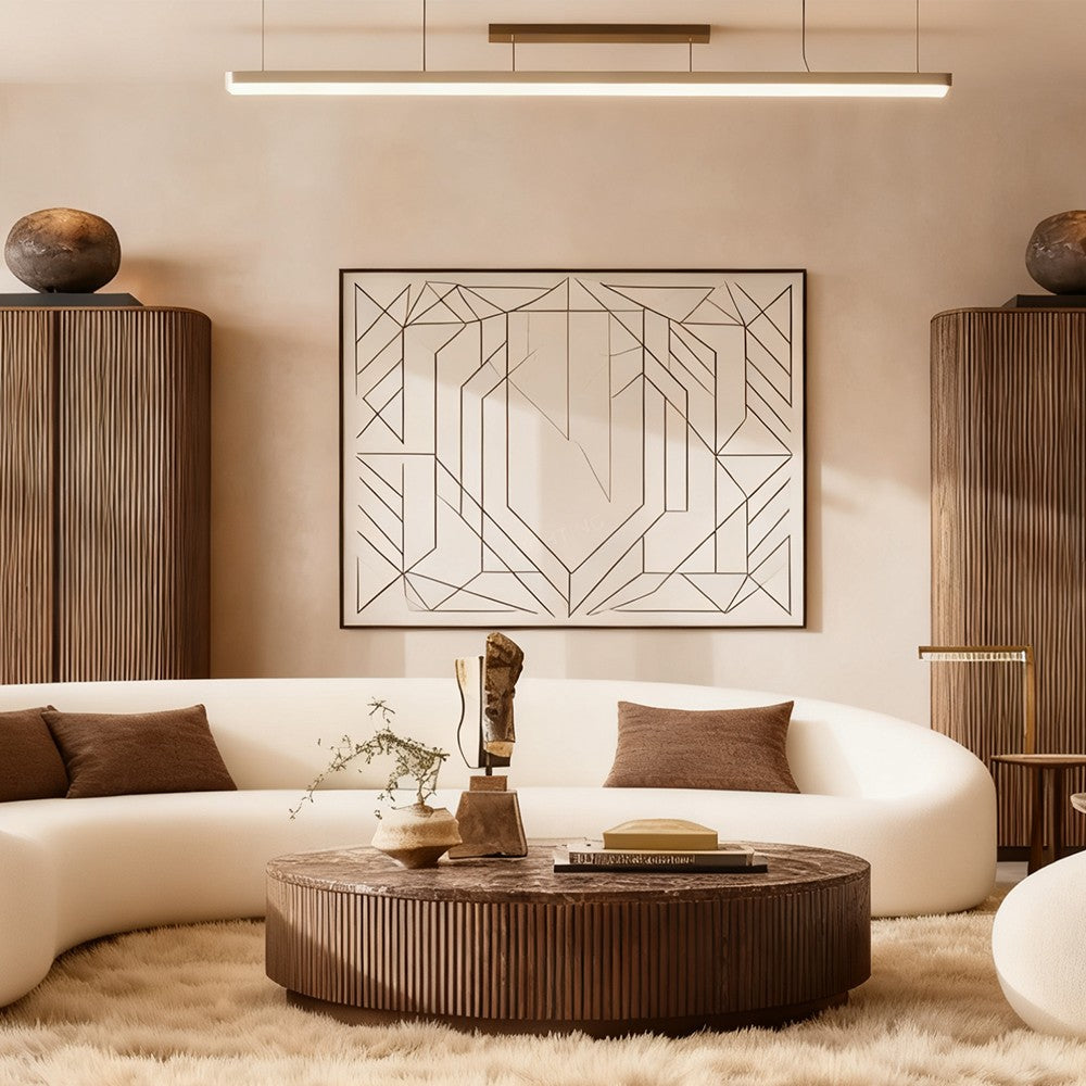 Mullora Oak Wood & Stone Round Coffee Table