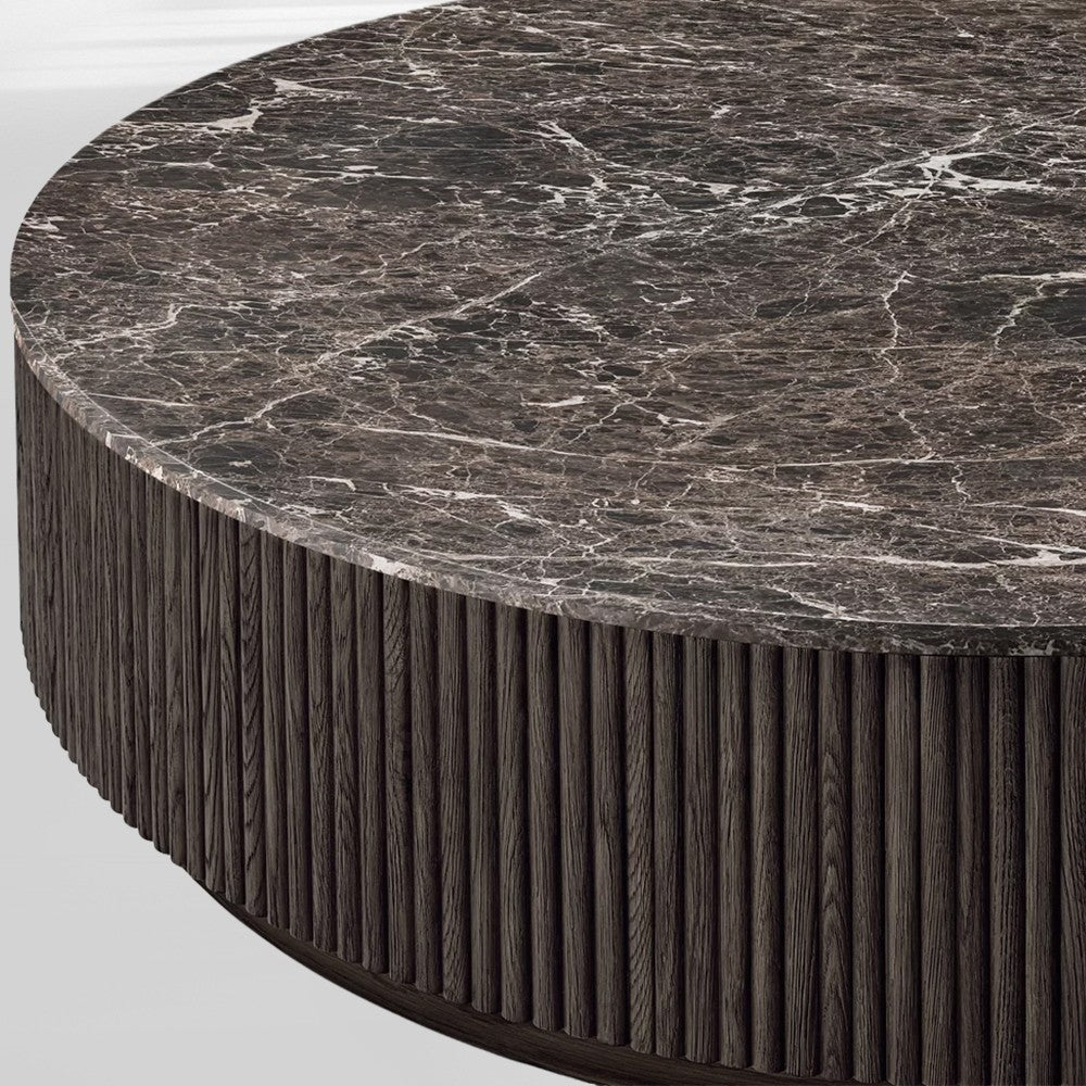 Mullora Oak Wood & Stone Round Coffee Table